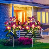 1pc Luz Solar De Terreno LED Con Flores Artificiales 7 Cabezas Luces Solares Para Patio Jardín Decoración De Navidad - details 3