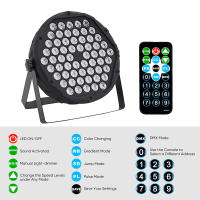 Luz De Escenario LED RGB 60 LEDs DMX512 Paralelo Plano Efectos Multifuncionales Estroboscópico Para Fiesta Boda DJ Disco - details 6