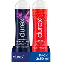 Durex Lubricante Perfect Connection Base Silicona + Durex Gel Lubricante Sabor Fresa a base de Agua - lubricante apto para sexo vaginal, anal y oral - PACK DE 2 x 50ml - details 0