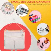 2 Pieces Organizador Colgante con Bolsillos, Alta Capacidad 3 Compartimentos con Gancho Adhesivo, Organizador de Pared for Bolsa Colgante para Casa, Oficina, Caravana, Cocina (Beige) - details 2
