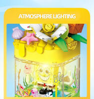 SpongeBob Patrick Star Bloques De Construcción DIY Casa De Piña Y Fresa Con Luz Decoración De Escritorio Juguetes Para Niños - details 3