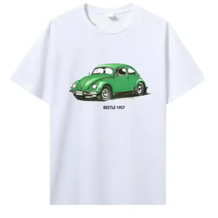 Camiseta De Algodón Para Hombre Con Patrón De Coches Clásicos Estilo Gráfico Creativo Camiseta O-Neck Impresa a Medida Para Todas Las Estaciones - 1