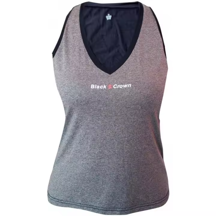 Black Crown - Camiseta Pádel Mujer Try Gris - tejidos poliamida y elastano - Ligereza, movilidad y comodidad dentro de la pista - Transpirable - 1
