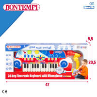 Bontempi - Piano teclado electrónico infantil, 24 teclas, con micrófono y atril, 8 ritmos, 30 canciones, con efectos luminosos y función de aprendizaje OKON, juguete educativo para niños, instrumentos musicales, juguetes educativos, 38x16 cm - details 6