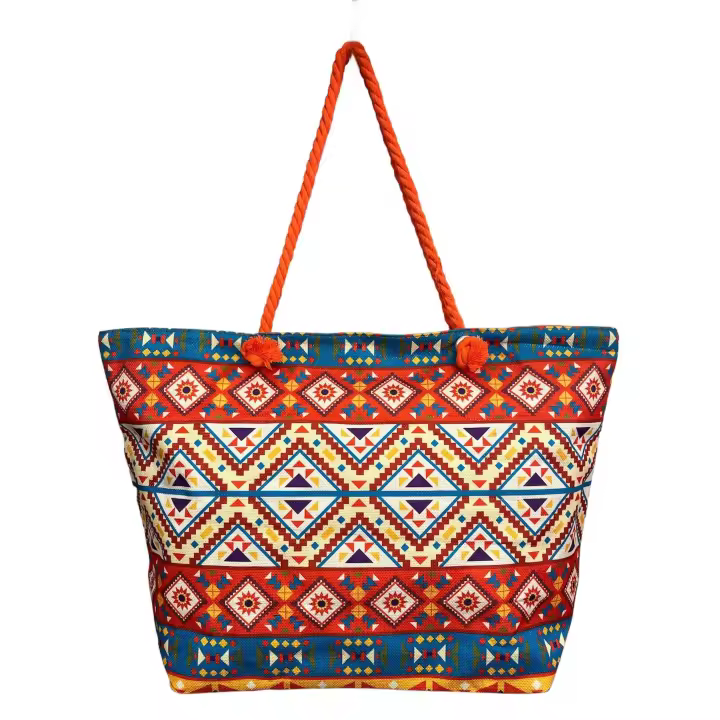 MEJORADA KD-2305 Bolso de Playa - Tote Bag Súper Grande 60x40x20CM con Diseño Étnico Colorido, Ideal para Playa, Compras y Vacaciones - 1