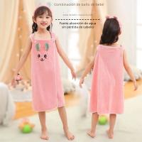 Toalla De Baño Absorbente De Alta Calidad Para Niños Con Falda Y Bandeau Para Cabello Adecuada Para Ropa De Baño Edad 3-15 Años Tejido De Algodón Y Poliéster Tela Rectangular Lavable En Máquina - details 2