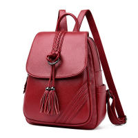 Mochila para mujer, nueva mochila de cuero suave con borlas colgantes, mochila de gran capacidad para estudiantes, mochila de viaje para exteriores - details 7