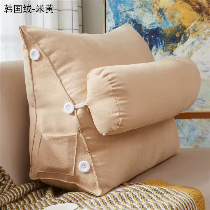 Cojín Triangular para Cama NUREST Silla de Lectura para Sala de Estar Cojín de Algodón PP con Peluche Corto para Decoración Doméstica - 1