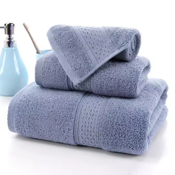 Juego de toallas de Algodón de lujo para el hogar, Set de 3 piezas, Ultra suave, highly absorbente, incluye 1 toalla de baño, 1 toalla de mano, 1 paño - 1