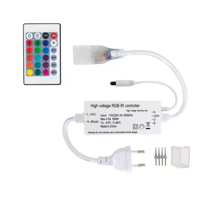 Ledkia Controlador Neón LED 11 W/m RGB  220V AC 60 LED/m Semicircular 180º IP67 a Medida Corte cada 100 cm Blanco - 1