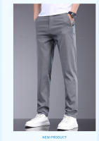 Pantalones Casuales Para Hombre De Fibra De Bambú Verano Transpirables Elásticos Slim Straight Negro Gris Cierre De Cremallera - details 14