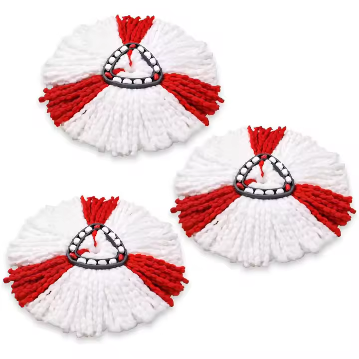 Cabezales de fregona compatibles con Vileda 2 en 1 Turbo Mop Cabezal de Repuesto de Microfibra (Rojo, paquete de 3) - 1