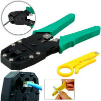 Tenaza Crimpadora Pelacables para Cables de Red | Ethernet LAN y teléfono con tomas RJ11 RJ12 RJ45 | Multiherramienta para conectores | Alicate ajustable cortador y pelador de cables | Metal con empuñadura de PVC | El protector de cuchilla garantiza un tr - details 0