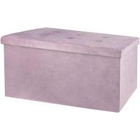 Puff Plegable de Almacenaje Grande 76x38x38cm en Terciopelo, Baúl Multifuncional para Juguetes, Mantas o Libros, Taburete y Banco de Almacenaje para Dormitorio, Salón o Recibidor, Caja Organizadora Elegante Estilo Otomana - details 0