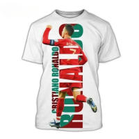 Camiseta De Verano 3D De Fútbol Estrella Cristiano Ronaldo Para Hombre Oversized Camiseta Nueva Cuello En V Manga Corta Tops Transpirable - details 3