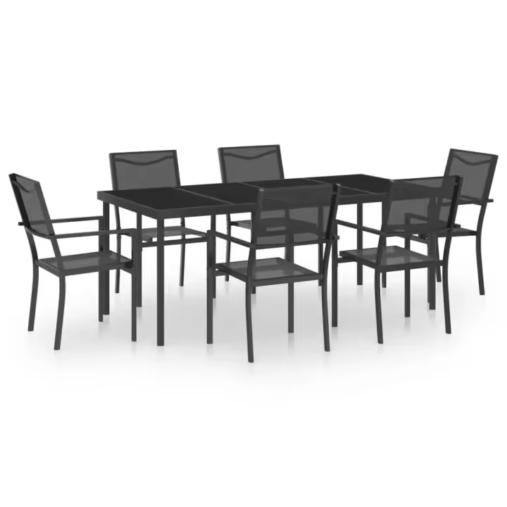 vidaXL Juego de comedor para jardín 7 piezas acero - 1