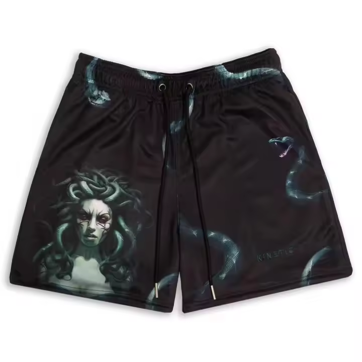 Shorts De Verano Para Hombre 2023 Malla Transpirable Estampado De Fuego Quick-Drying Pantalones De Baloncesto Y Running Casual - 1