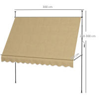 Outsunny Toldo Manual Retráctil 3x1,2 m Toldo Exterior Terraza Enrollable Altura Ajustable con Manivela 210-300 cm Sin Taladro Protección UV30+ para Balcón Jardín - details 2