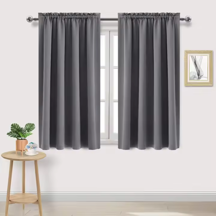 Cortina De Blackout De Color Sólido Para Dormitorio Cocina Sala De Estar Decorativa Reducción De Luz Gris Verde - 1