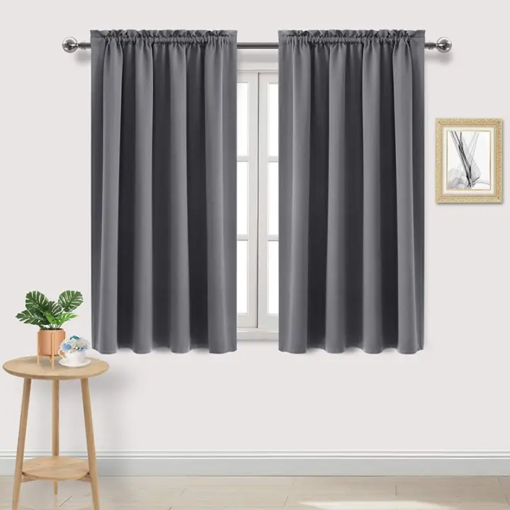 Cortina De Blackout De Color Sólido Para Dormitorio Cocina Sala De Estar Decorativa Reducción De Luz Gris Verde - 1