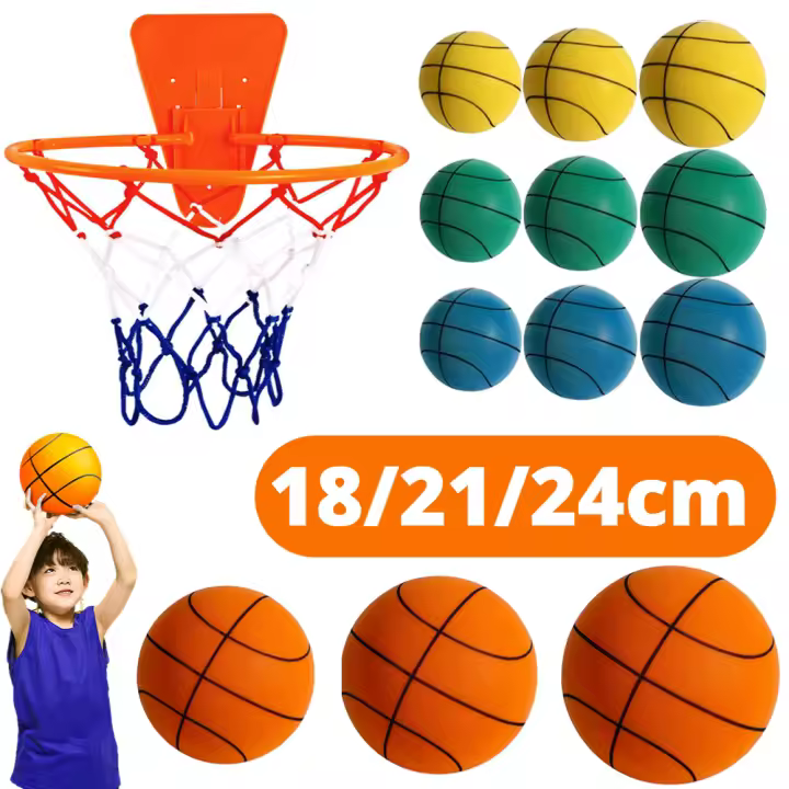 Bola De Bounce Silenciosa De Poliuretano Para Interior Tamaños 18/21/24cm Juguetes Silenciosos Para Niños Bola De Baloncesto Suave Para Entrenamiento - 1