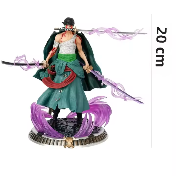 Figura De Acción Anime Roronoa Zoro Con Tres Espadas 20cm Estatua De Manga Colección Modelo Juguete Para Niños - 1