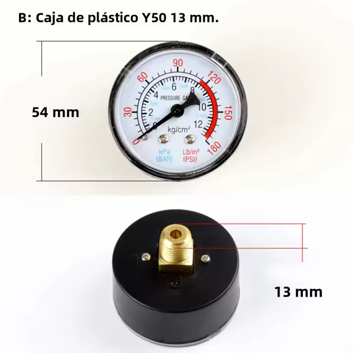 Gauge De Presión Para Compresor De Aire Y Herramientas Eléctricas Accesorios De Reemplazo Y40 Y50 0-180PSI Medidor De Líquidos Y Agua - 1