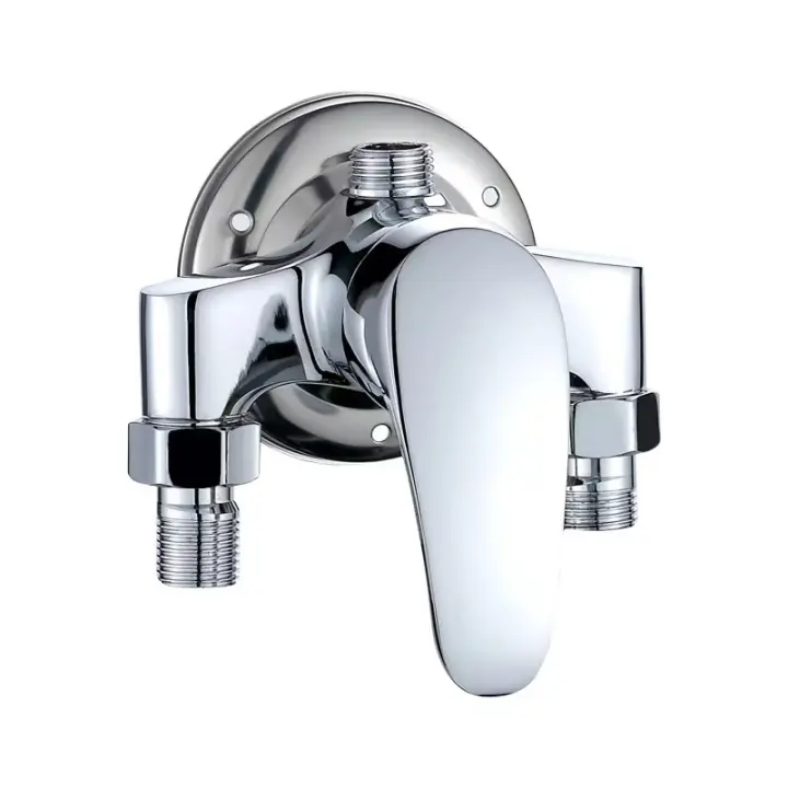 Ducha mezclador grifo baño grifo montado en la pared monomando latón ducha mezclador para baño Agua fría y caliente cromo - 1