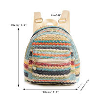 Mochila nueva de doble capa con cremallera, mochila informal con personalidad, mochila de paja - details 1