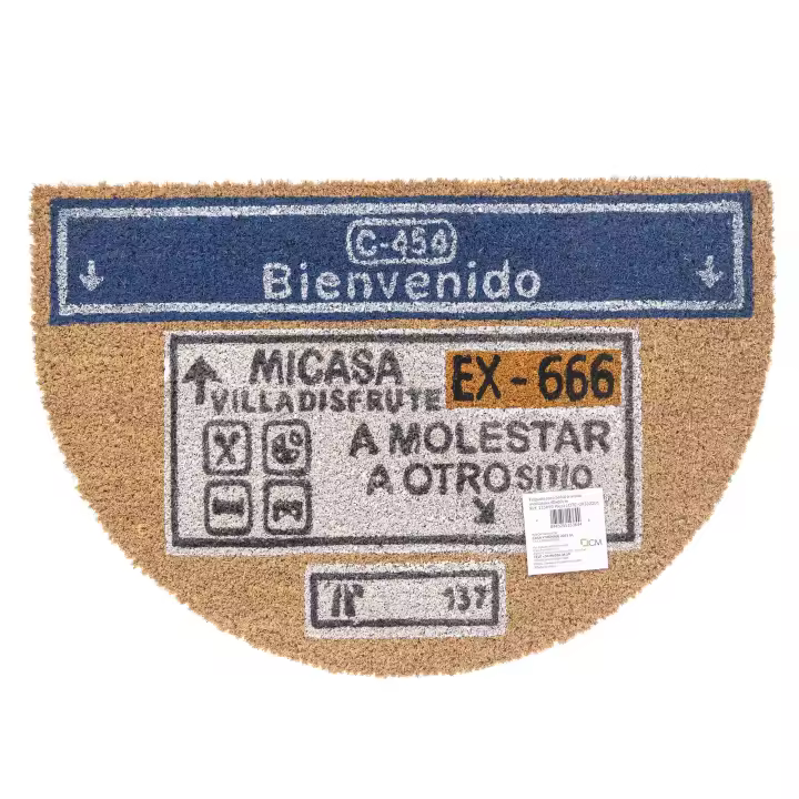 CM - Felpudo de Coco Natural con Base Antideslizante, Absorbente para la entrada de casa, Ideal para Puerta Exterior o Pasillo. Bienvenido cartel autopista. 3 tamaños disponibles - 1