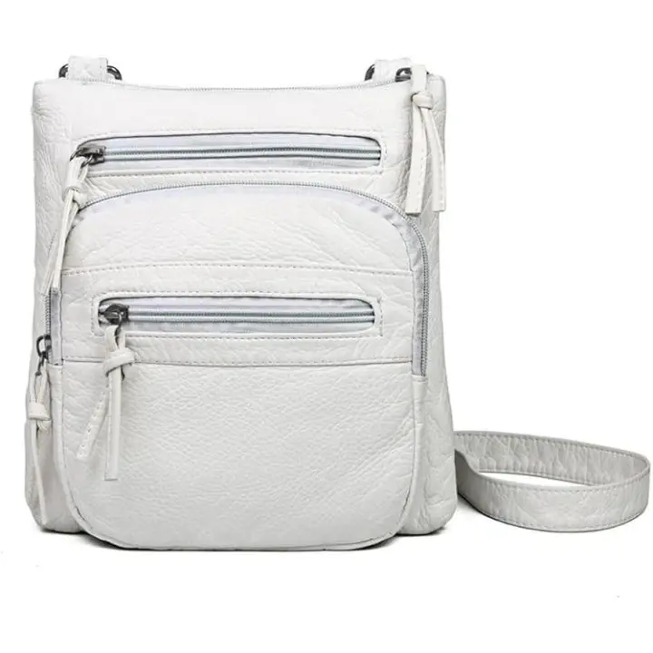 Soft Leather Multi Pockets Crossbody Bags for Women Vintage Shoulder Flap Bags Handbags and Purses Small Bag - 1