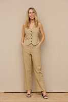 SOLO VENTA CHALECO - CONJUNTO BEIGE CHALECO Y PANTALÓN - Solo Venta Chaleco, Beige, Rayon, Poliester, Polyester, Elastano, Primavera Verano para Mujer - details 2
