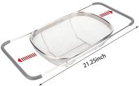 Colador sobre el fregadero, cesta de colador oval extensible de malla fina de acero inoxidable con asas de agarre de goma para fregadero de cocina - details 0