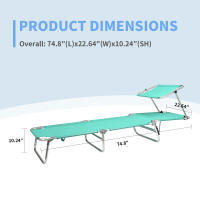 Tumbona Plegable Playa con Parasol, Tumbonas Jardín Exterior con Reposacabezas, Silla Reclinable Convertible en Cama, Tumbona Resistente Ajustable Multiposición de Color Puro, Ideal para para Terraza Piscina Patio Beach - details 0