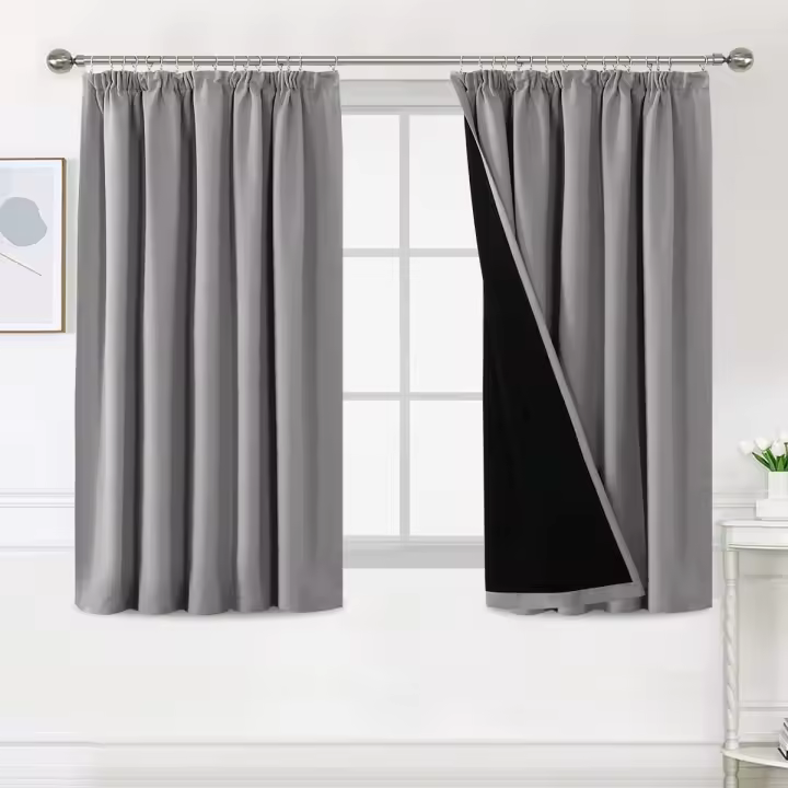 BellaHills 100% Blackout Curtains for Bedroom Thermal Insulated Curtains & Drapes Blackout Curtains Pencil Pleat Curtains for Living Room with Black Liner 2 Panels, 66 x 54 Inch, Dove Grey - 1