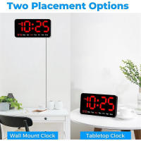 Digital Wall Clock, 9-inch LED Digital Clock with 12/24h, Large Numbers, Small Silent Wall Clock BlackRed Letters - details 3