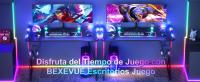 Escritorio Gaming con LED - 100x60cm Mesa de Ordenador Esport Ergonómico, Marco Z Fibra de Carbono Estable Fácil de Montar, Gancho Auriculares para Juegos Estudiar Trabajar - details 0