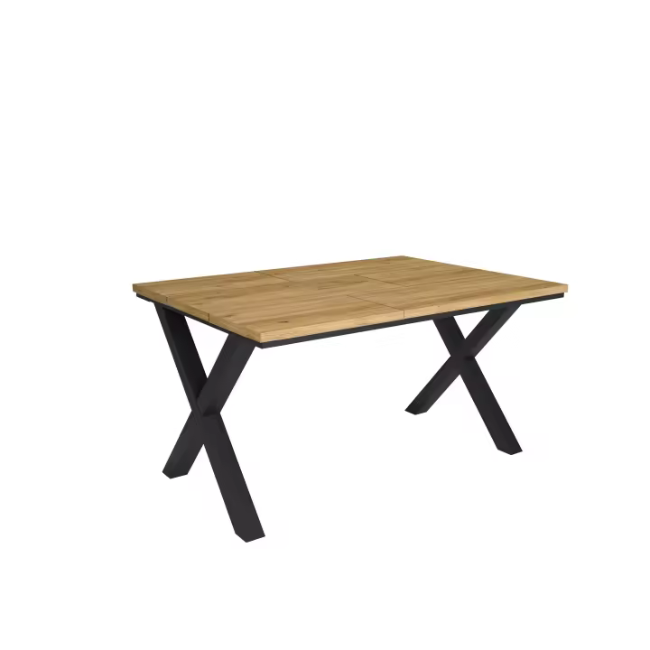 Duérmete Online - Mesa de Comedor - 6 Comensales - 140 - Robusta y estable gracias a su estructura y patas macizas  - Roble - Estilo Industrial - 1