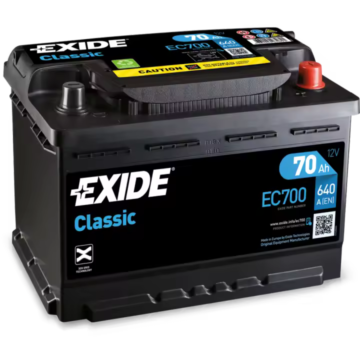 Batería Exide-Classic EC700 Classic. 12V - 70Ah/640A (EN) Caja L3 - 1