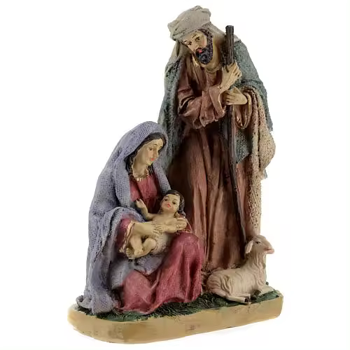 Natividad de resina coloreada de 21x14x8 cm compuesta por 4 figuras - 1