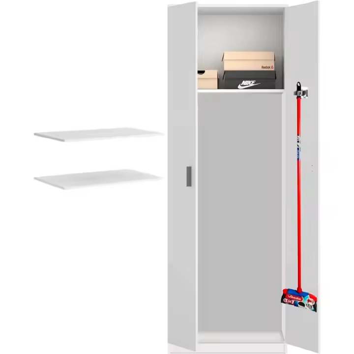 HOGARDECORA Armario Auxiliar Blanco Multiusos 180 x 59 x 37 cm - Gancho Acero y Estantes Adicionales Incluidos - 1