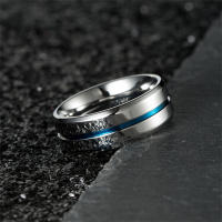 Anillo De Acero De Titanio Con Ranuras Azules Simples Para Hombres Joyería De Acero Inoxidable Accesorios De Mayorista Al Por Menor Y Dropshipping - details 3