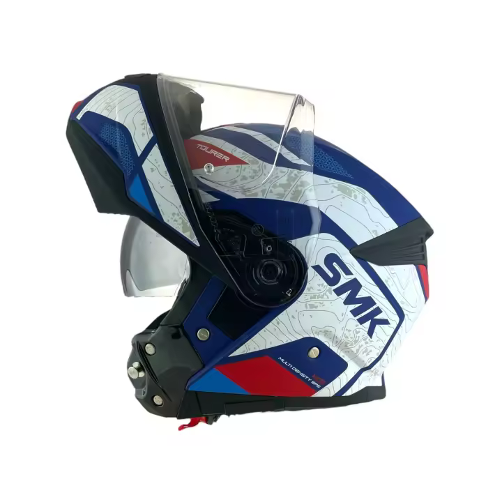 SMK Helmets Casco Modular GULLWING Navigator Blanco Azul y Rojo Homologación 22.06 con Doble Visor P/J - 1
