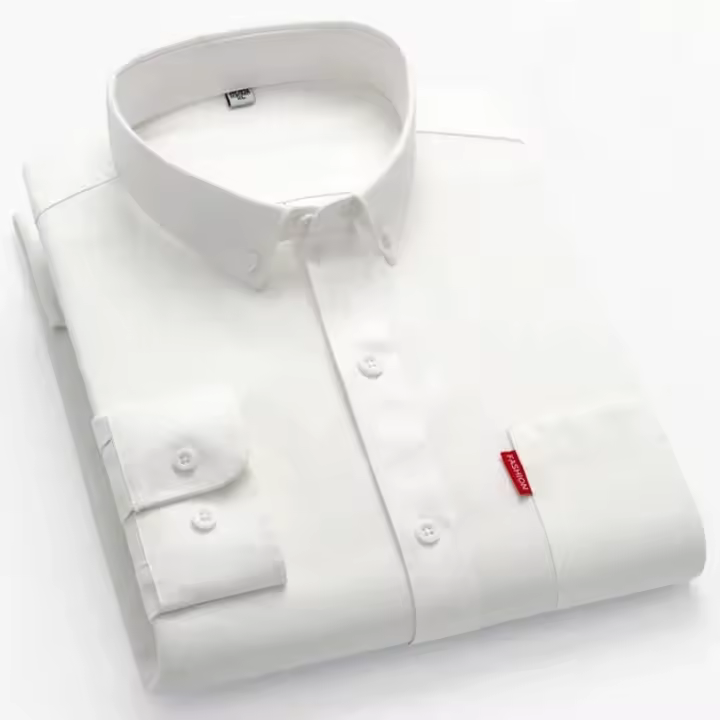 Camisa Clásica De Algodón 100% Para Hombres Manga Larga Monochroma Con Solapa Y Bolsillo Suave Y Slim Para Negocios - 1