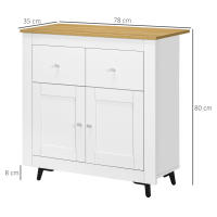 HOMCOM Aparador de Cocina Buffet Auxiliar de Comedor Moderno con Puertas Dobles y 2 Cajones para Salón Entrada Oficina 78x35x80 cm Blanco - details 2