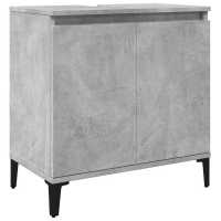 vidaXL Set muebles de baño 2 piezas madera contrachapada gris hormigón - details 4