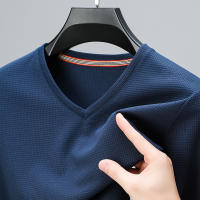 Camiseta Hombre Verano 2024 Cuello V Corta Transpirable Top Casual Polyester Cuidado Manual Talla Única Color Sólido - details 2