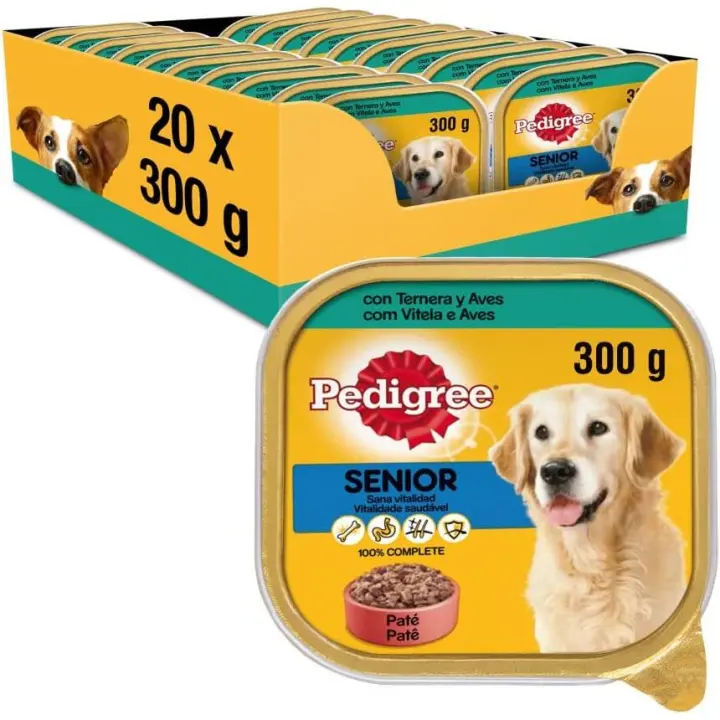 Pedigree - Comida Húmeda para Perros Senior, Sabor Ternera y Aves en Paté (Pack de 20 Tarrinas x 300g) - 1