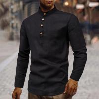 Camisa Casual Para Hombre De Color Sólido Con Cuello En Punta Y Botones Manga Larga Primavera Otoño Ropa De Hombre - details 9