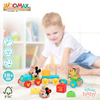 WOOMAX - Tren madera Disney Baby 34 cm, juego de construcción apilable con 14 piezas, figuras de Mickey, Minnie y Pluto, juguete formas encajables, juega y aprende, juguetes niños 2 años, juego educativo infantil - details 3